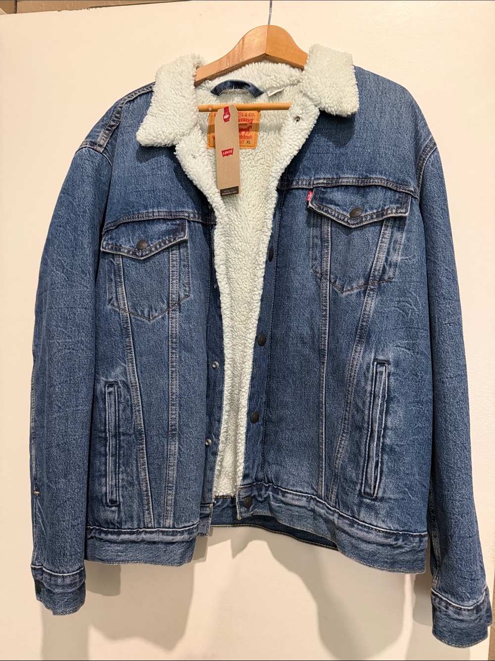 Levi's Blue Denim Jacket with Cream Sherpa Collar